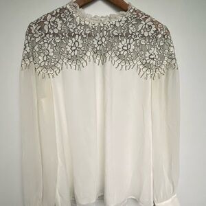 Karl Lagerfeld White Blouse with Lace Detail